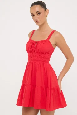 Isola Cotton Mini Dress Red