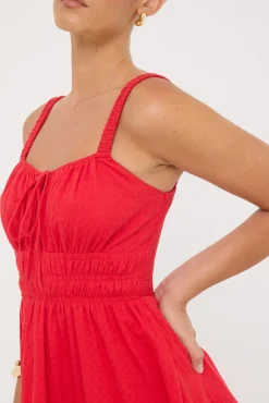 Isola Cotton Mini Dress Red