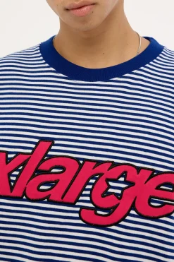 Italic Stripe Gorilla Fit Tee Navy Stripe