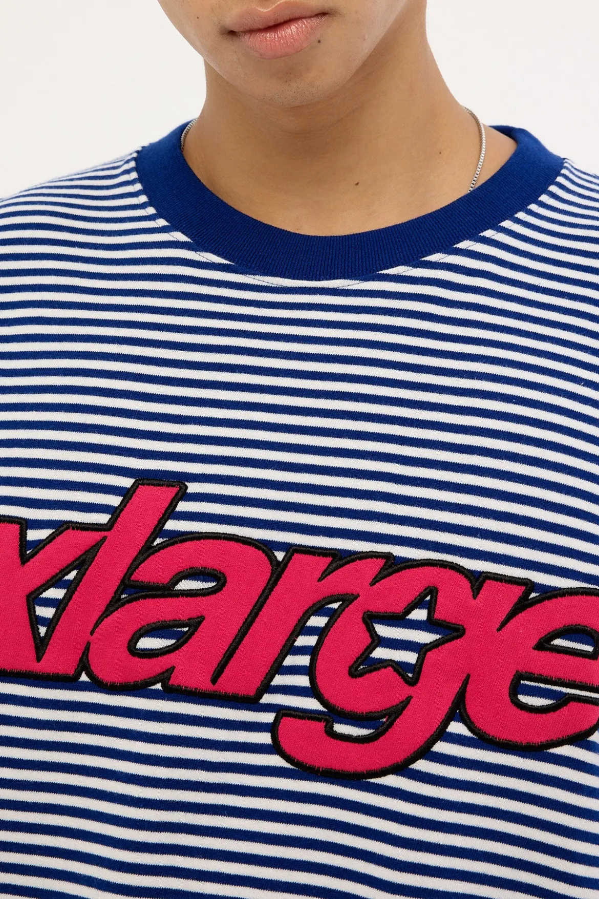 Italic Stripe Gorilla Fit Tee Navy Stripe
