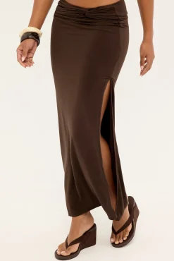 Izzy Jersey Maxi Skirt Brown