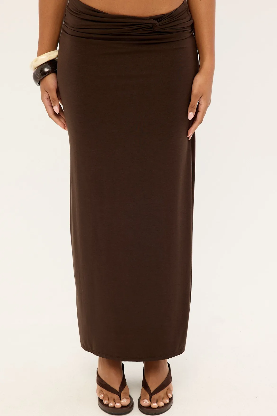 Izzy Jersey Maxi Skirt Brown