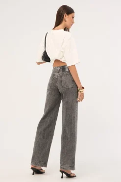 Jackson Mid Waist Wide Leg Denim Jeans Rocco Grey Black