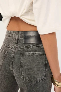 Jackson Mid Waist Wide Leg Denim Jeans Rocco Grey Black