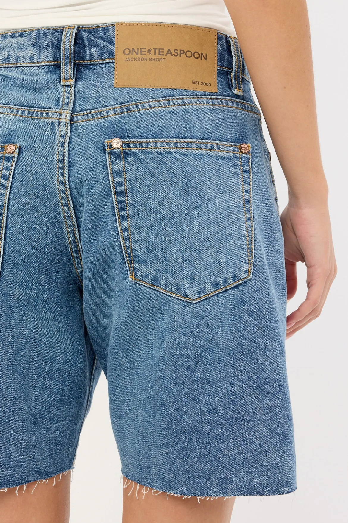 Jacksons Mid Waist Wide Leg Denim Shorts Hoodlum Blue