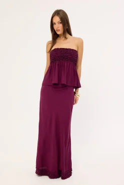 Jada Frill Maxi Skirt Plum