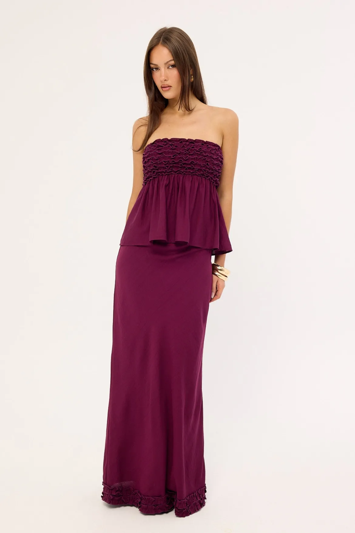 Jada Frill Maxi Skirt Plum