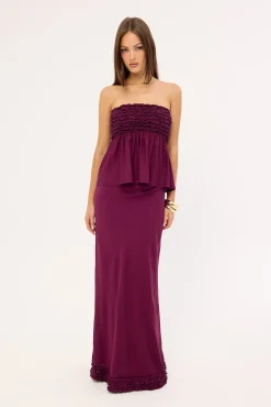 Jada Frill Strapless Top Plum