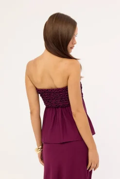 Jada Frill Strapless Top Plum