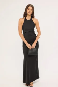 Jayde High Neck Maxi Dress Black