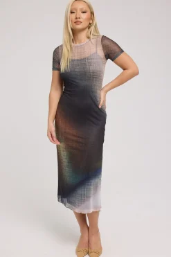 Jazel Recycled Mesh Midi Dress Ombre Print