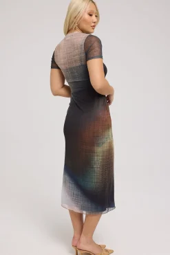 Jazel Recycled Mesh Midi Dress Ombre Print