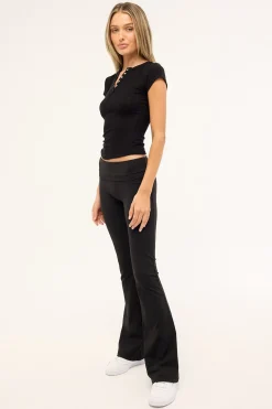 Jersey Mid Rise Flare Black