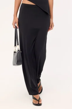 Jersey Mid Rise Maxi Skirt Black