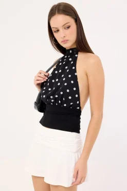 Jersey Ruched Frill Mini Skirt White
