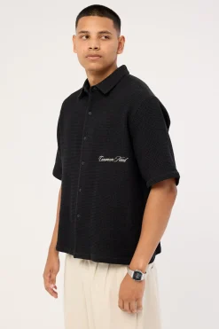 Jett Boxy Cropped Shirt Black