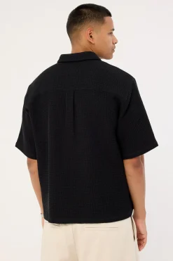 Jett Boxy Cropped Shirt Black