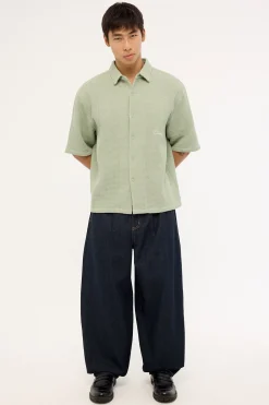 Jett Boxy Cropped Shirt Sage