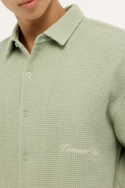 Jett Boxy Cropped Shirt Sage