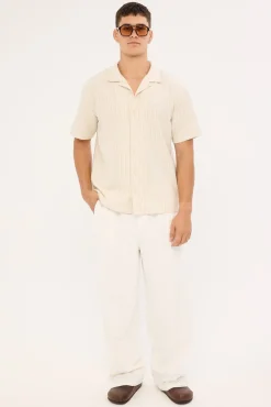 Jetty Boxy Resort Shirt Oat Stripe