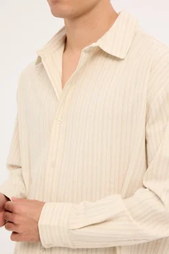 Jetty Long Sleeve Shirt Oat Stripe