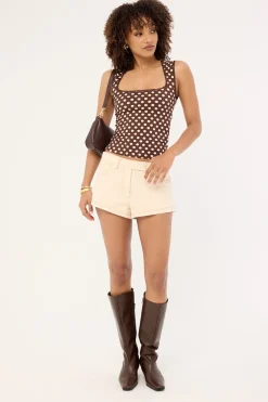 Jinalo Top Small Cream Polka Brown