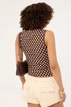 Jinalo Top Small Cream Polka Brown