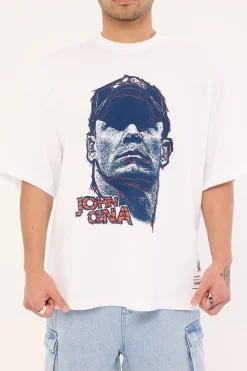 John Cena Hustle Boxy Tee Vintage White