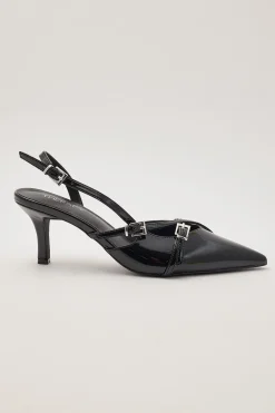 Juicy Patent Kitten Heel Matte Black