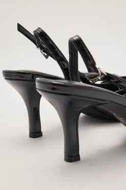 Juicy Patent Kitten Heel Matte Black