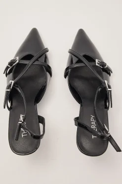 Juicy Patent Kitten Heel Matte Black