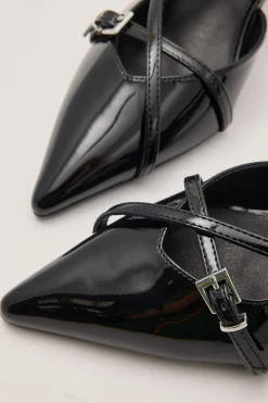 Juicy Patent Kitten Heel Matte Black