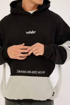 Junction Panel Hood Sweat Black