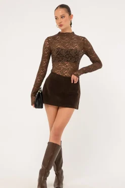 Kandice Suede Skort Brown