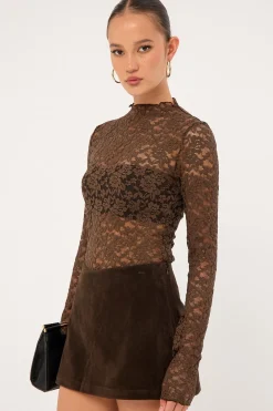 Kandice Suede Skort Brown
