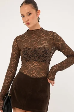 Kandice Suede Skort Brown