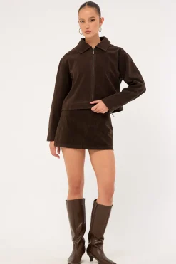 Kandice Suede Skort Brown