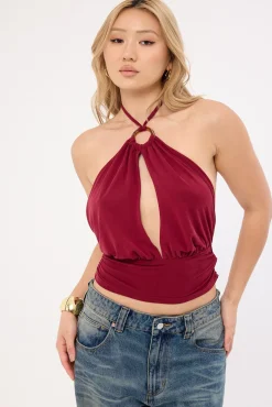 Karise Plunge Top Cupro Dark Red