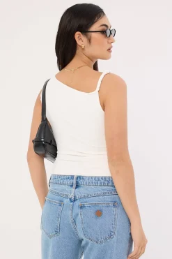 Kayla Asym Twist Bodysuit White