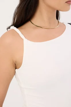 Kayla Asym Twist Bodysuit White