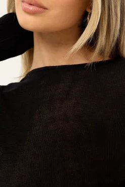 Kendall Long Sleeve Knit Top Black