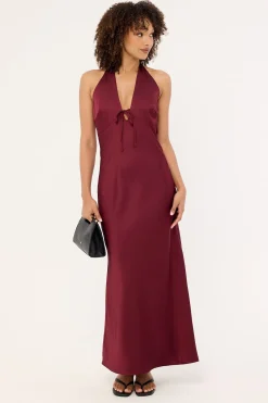 Kennedy Halter Maxi Dress Burgundy