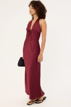 Kennedy Halter Maxi Dress Burgundy