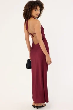 Kennedy Halter Maxi Dress Burgundy