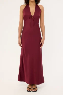Kennedy Halter Maxi Dress Burgundy
