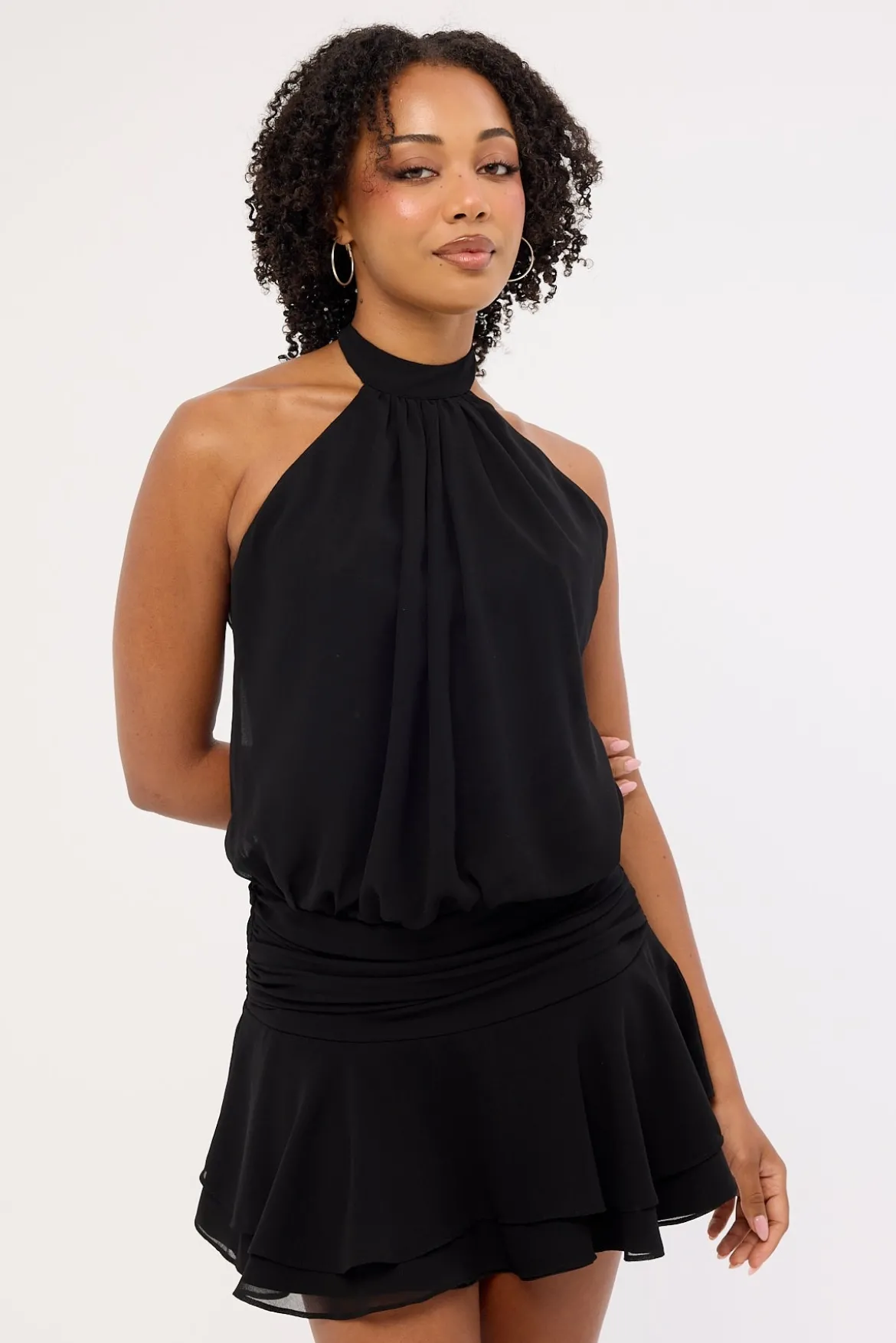 Kera Halter Mini Dress Black
