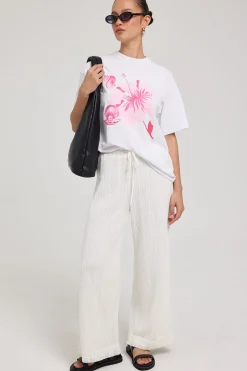 Kiara Mid Rise Relaxed Pant Off White