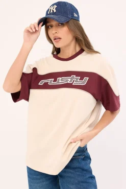 Kinetic Oversize Tee Cream/Burgundy