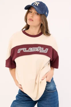 Kinetic Oversize Tee Cream/Burgundy