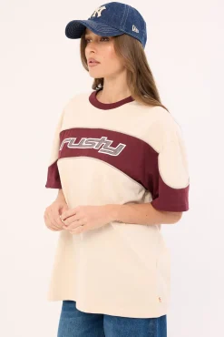 Kinetic Oversize Tee Cream/Burgundy